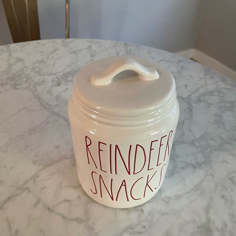 RAE DUNN REINDEER SNACKS CANISTER! - Picture 2 of 2